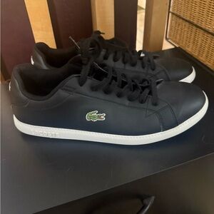 Lacoste Black Sneakers with White Sole and Green Logo